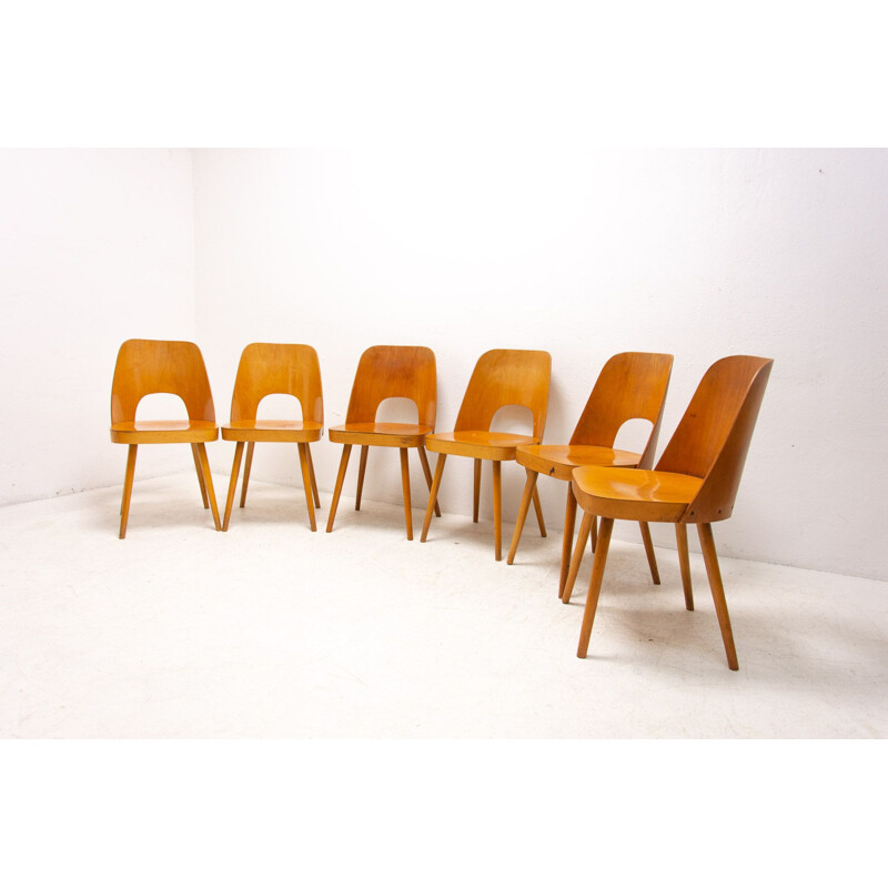 Set of 6 mid century dining chairs by Radomír Hofman for Ton, Czechoslovakia 1960s