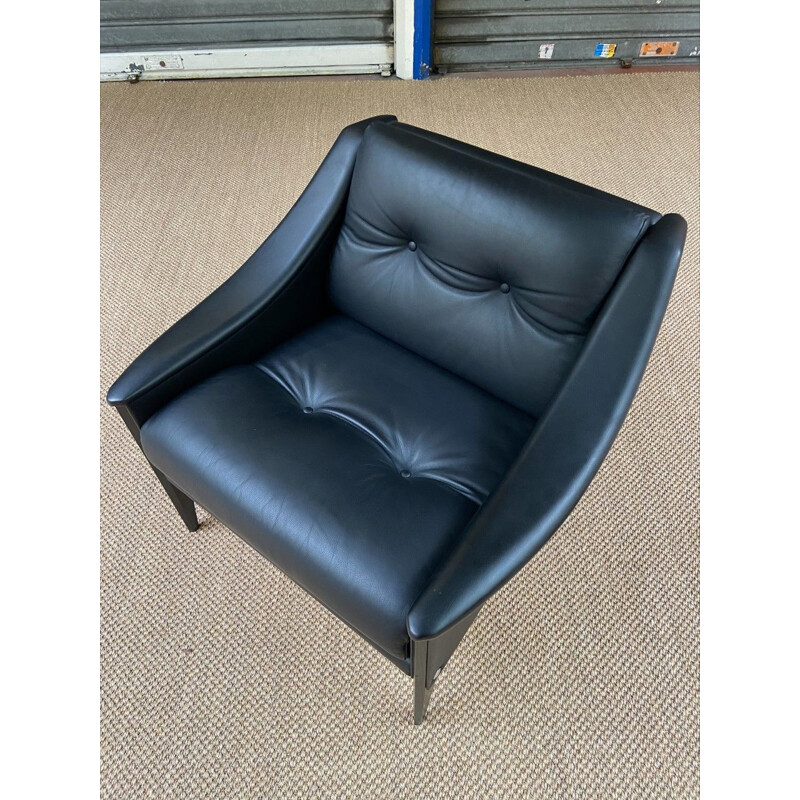 Dezza vintage armchair in black leather by Gio Ponti for Poltona Frau, 1965