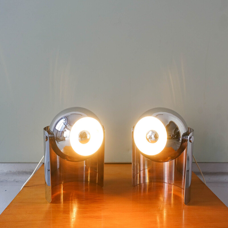 Pair of vintage Eyeball table lamps by Reggiani, Italy 1970s