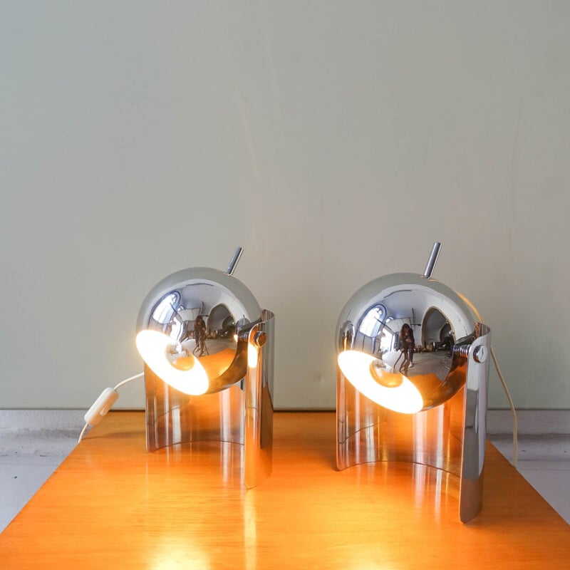 Pair of vintage Eyeball table lamps by Reggiani, Italy 1970s