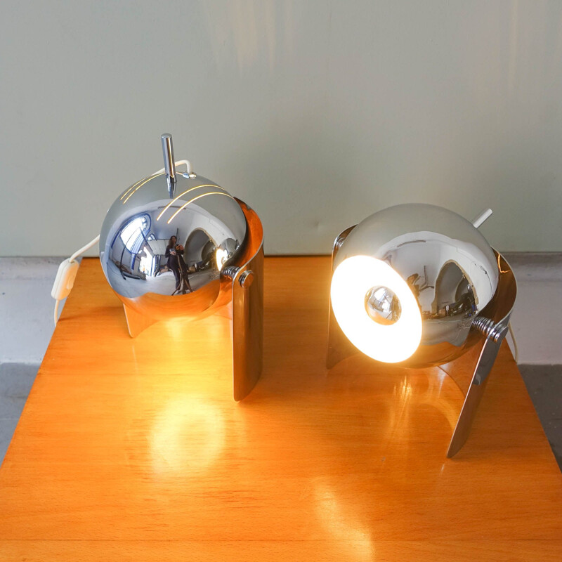 Pair of vintage Eyeball table lamps by Reggiani, Italy 1970s