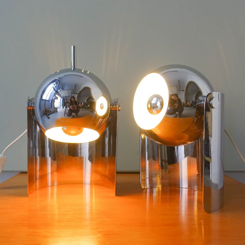 Pair of vintage Eyeball table lamps by Reggiani, Italy 1970s