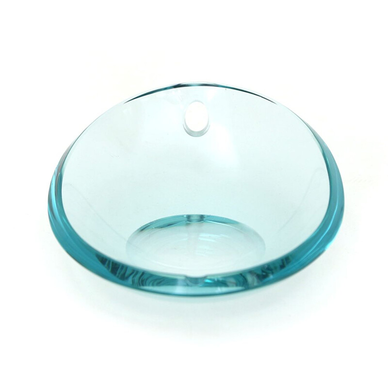 Vintage oval crystal ashtray, 1960s