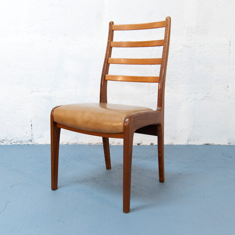 G-Plan chair in brown faux leather and teak - 1960s