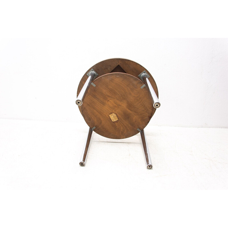 Vintage Bauhaus coffee table in chromed metal and beech wood by Robert Slezak, Czechoslovakia 1930