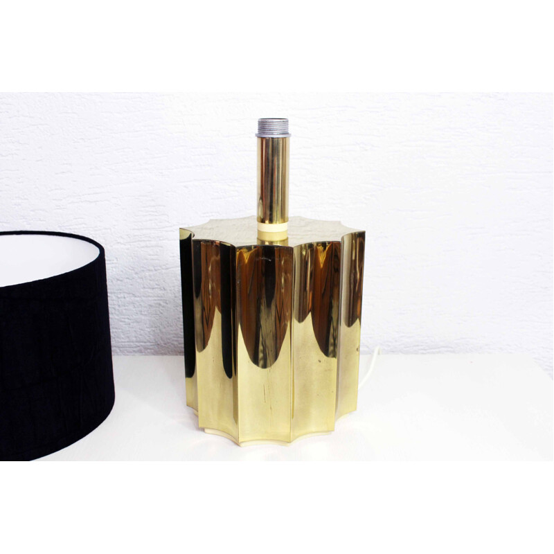 Vintage Italian table lamp in brass and black fabric, 1970