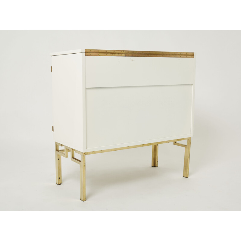 Par de armários de barras de latão branco vintage de Guy Lefèvre para Maison Jansen, 1970