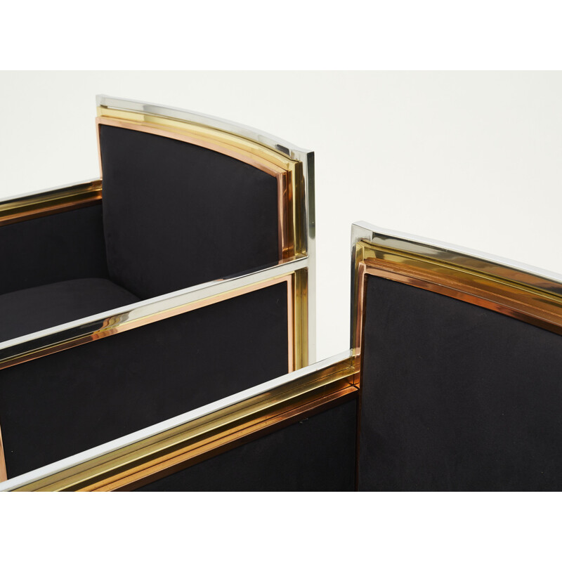 Pair of vintage armchairs in chrome brass by Alain Delon for Maison Jansen, 1972