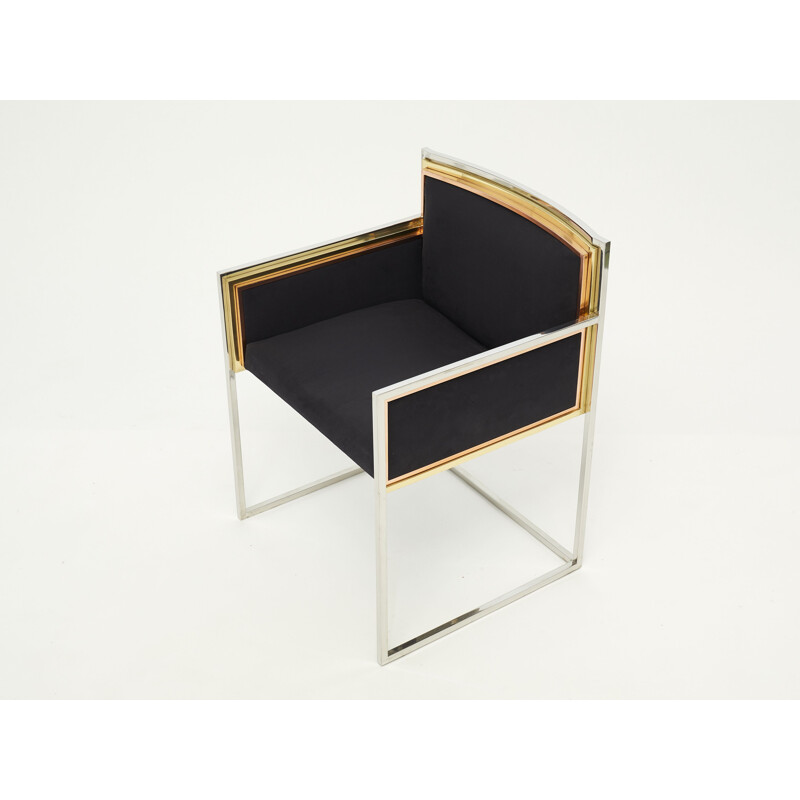 Paire de fauteuils vintage en laiton chromé d'Alain Delon pour Maison Jansen, 1972