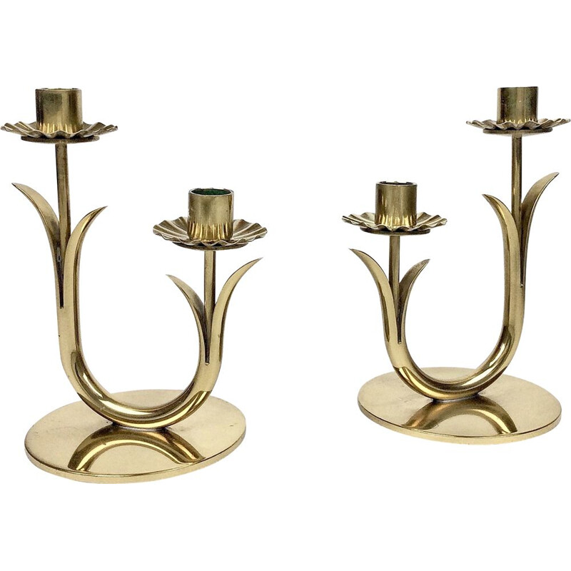Pair of vintage candle holders by Gunnar Ander for Ystad-Metall, Sweden