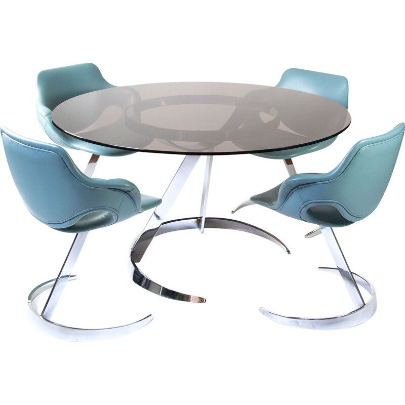 Vintage space-age dining set "Scimitar" by Boris Tabacoff for Mobilier Modulaire Moderne, 1970