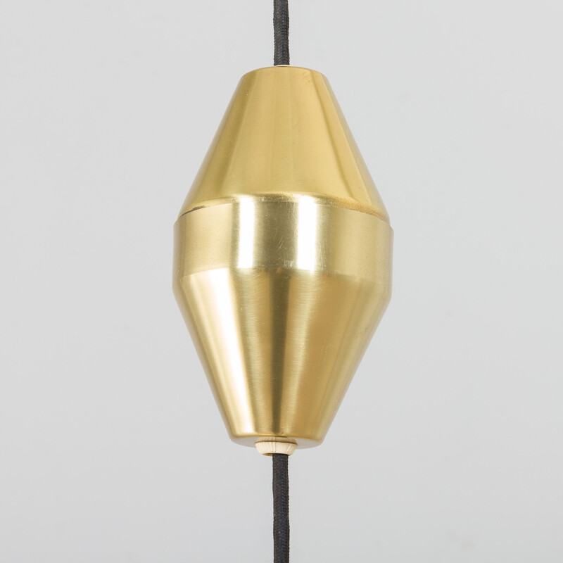 Adjustable vintage P-295 brass pendant lamp by Fritz Schlegel for Lyfa, Denmark 1960