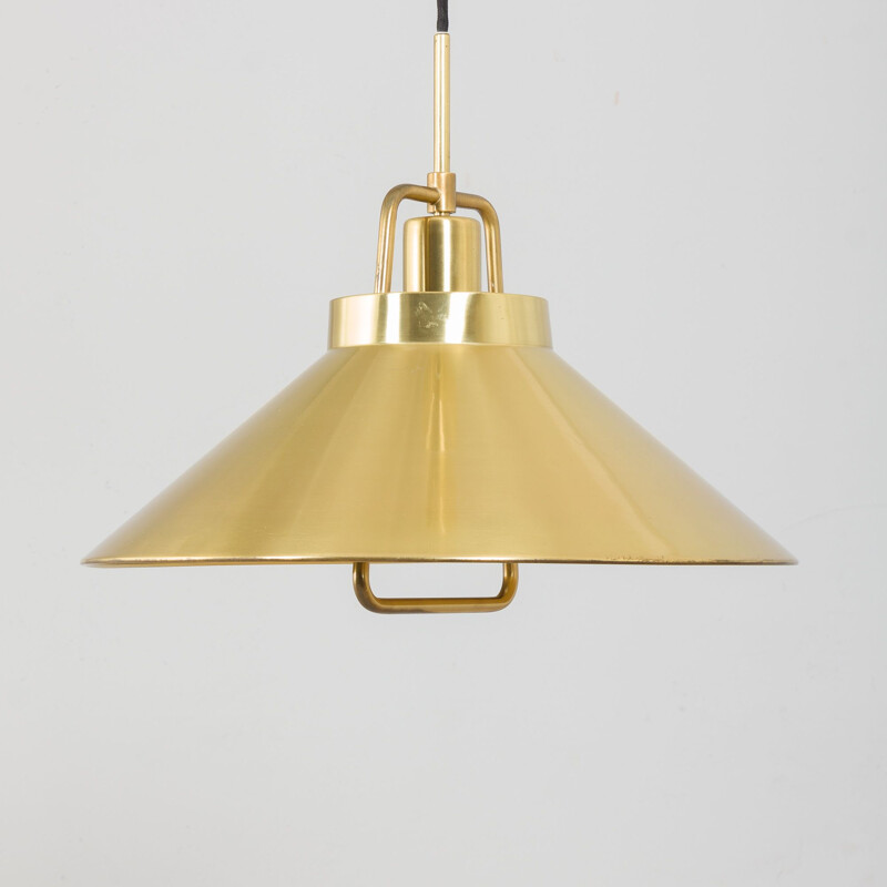 Adjustable vintage P-295 brass pendant lamp by Fritz Schlegel for Lyfa, Denmark 1960