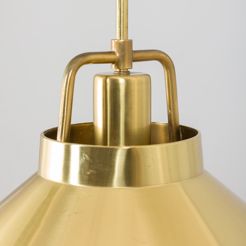 Adjustable vintage P-295 brass pendant lamp by Fritz Schlegel for Lyfa, Denmark 1960