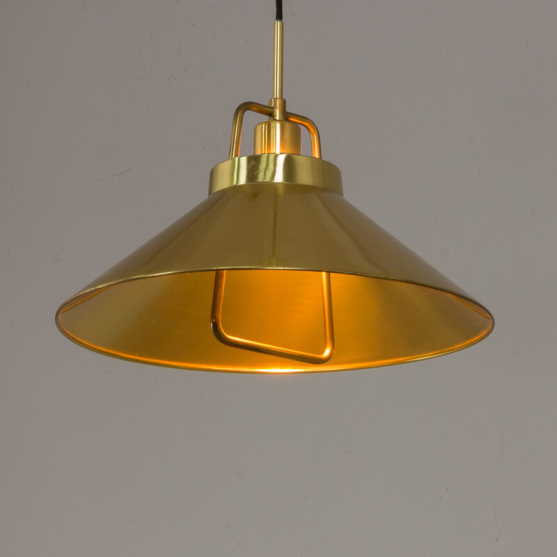 Adjustable vintage P-295 brass pendant lamp by Fritz Schlegel for Lyfa, Denmark 1960