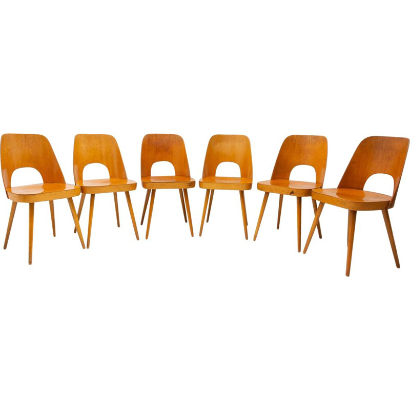 Set of 6 mid century dining chairs by Radomír Hofman for Ton, Czechoslovakia 1960s