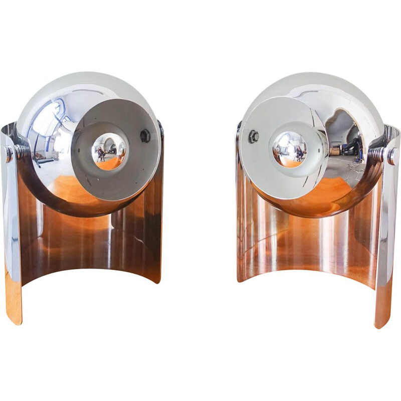 Pair of vintage Eyeball table lamps by Reggiani, Italy 1970s