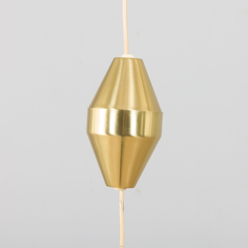 Adjustable vintage P-295 brass pendant lamp by Fritz Schlegel for Lyfa, Denmark 1960