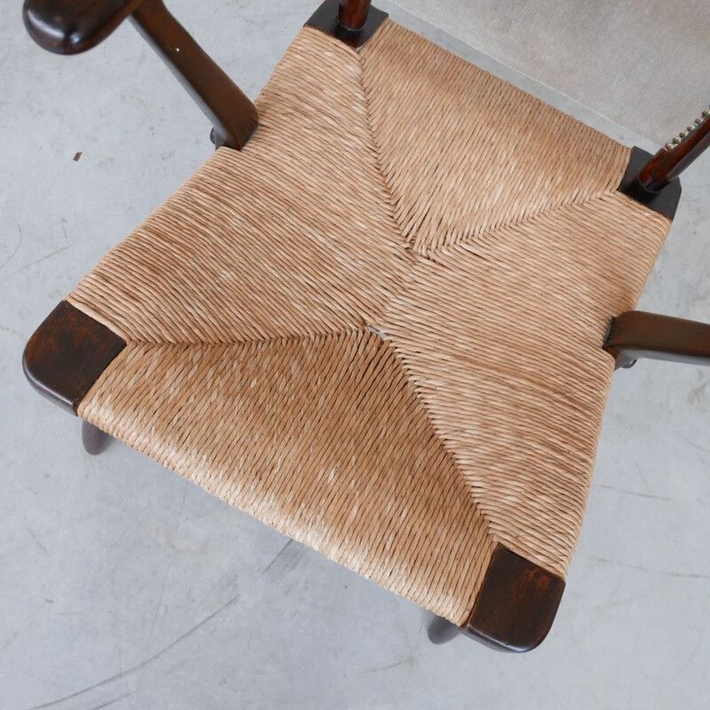 Mid-century Dutch rush armchair by Bas Van Pelt, 1960s