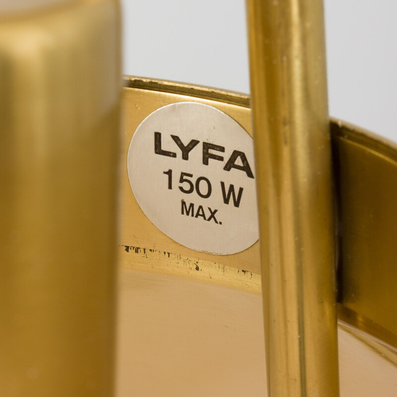 Adjustable vintage P-295 brass pendant lamp by Fritz Schlegel for Lyfa, Denmark 1960