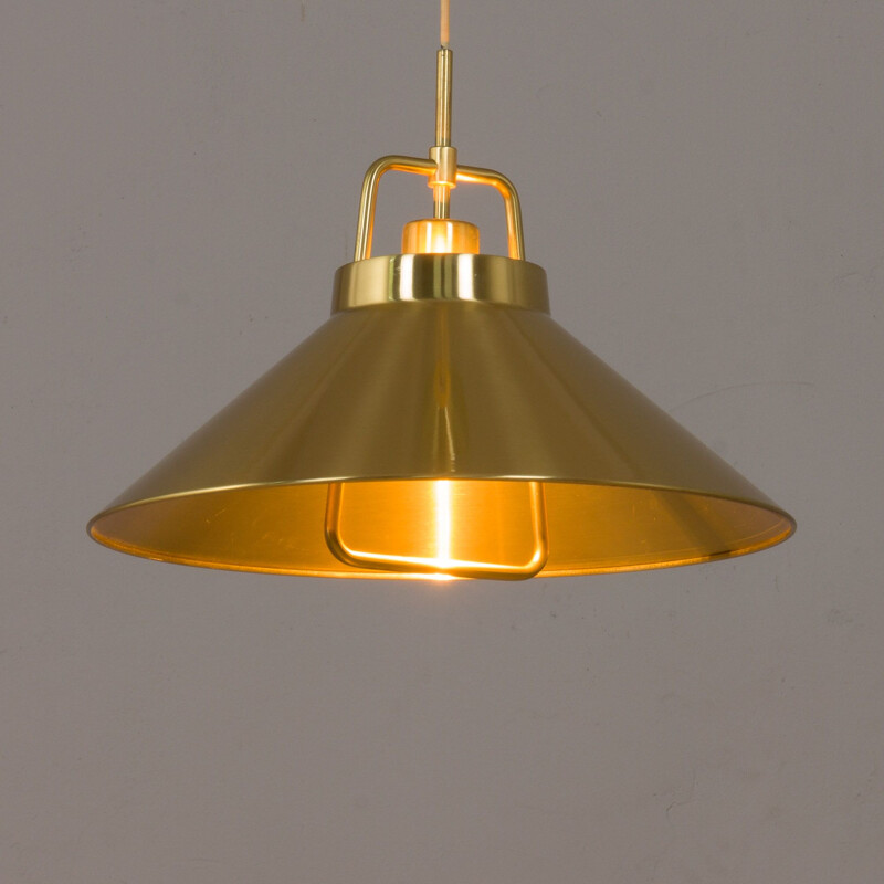 Adjustable vintage P-295 brass pendant lamp by Fritz Schlegel for Lyfa, Denmark 1960