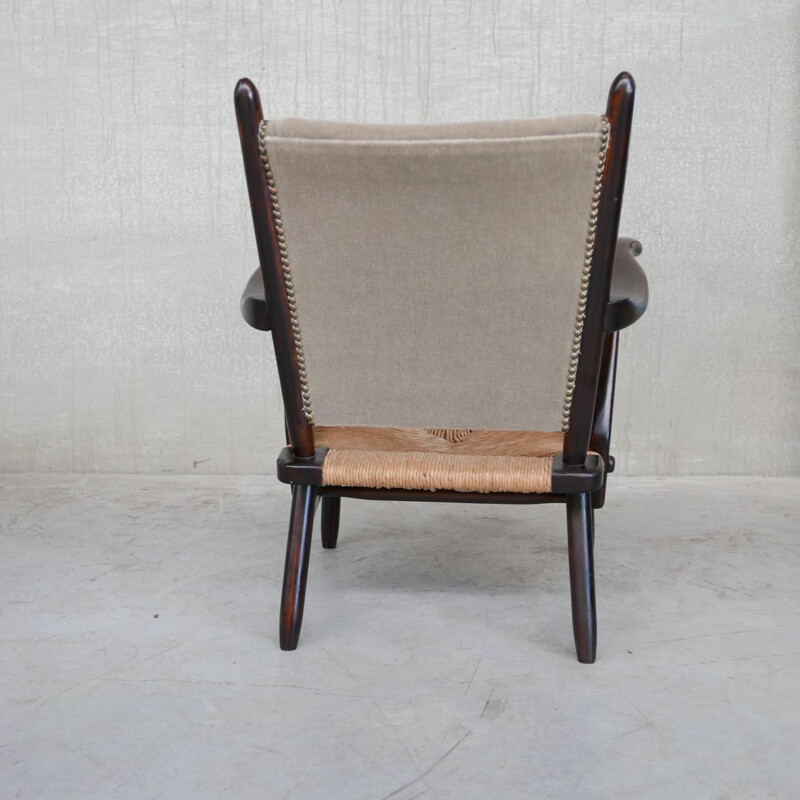 Mid-century Dutch rush armchair by Bas Van Pelt, 1960s