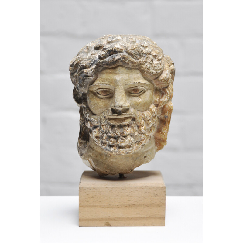 Sculpture de tête romaine vintage en grès