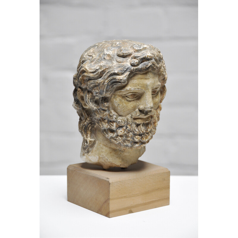 Sculpture de tête romaine vintage en grès