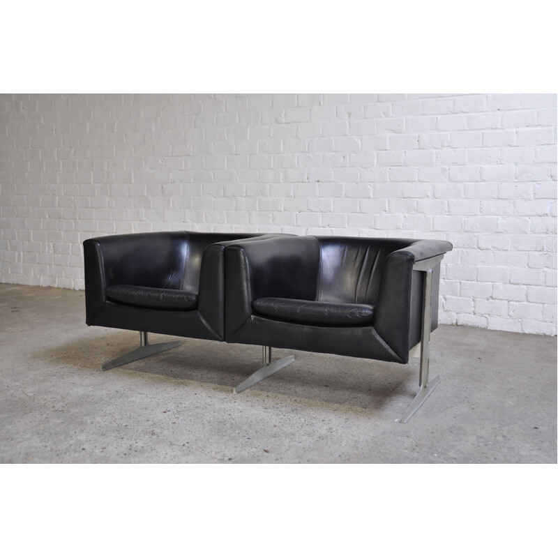 Leather vintage divided sofa by Geoffrey Harcourt for Artifort, 1963