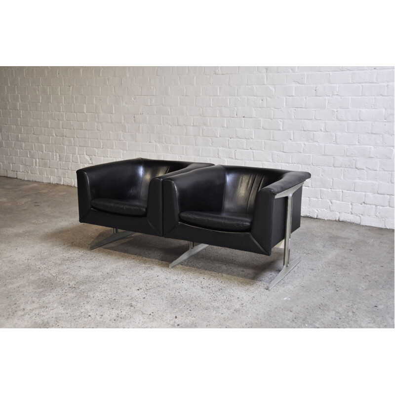 Leather vintage divided sofa by Geoffrey Harcourt for Artifort, 1963