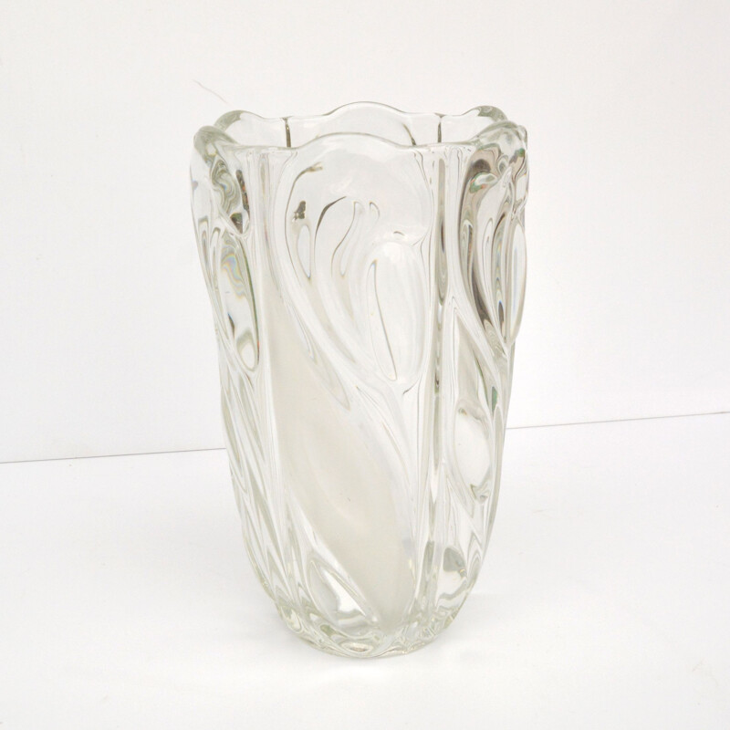 Vase vintage en verre de sodium de F. Peceny pour Heřmanova Hut, 1970