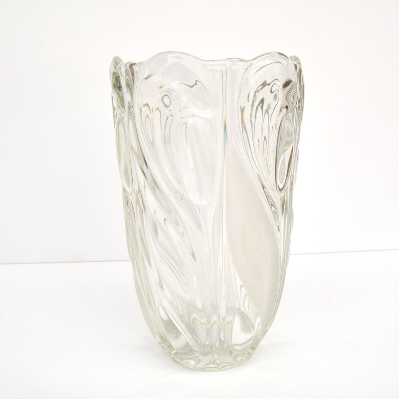 Vase vintage en verre de sodium de F. Peceny pour Heřmanova Hut, 1970