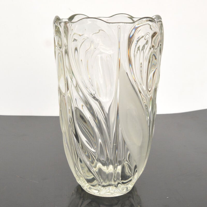 Vase vintage en verre de sodium de F. Peceny pour Heřmanova Hut, 1970