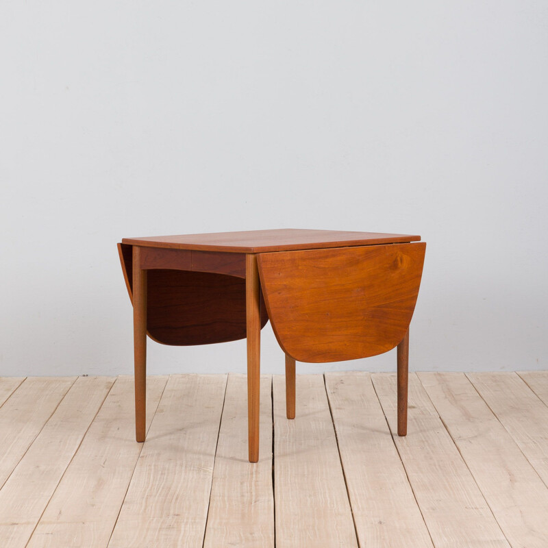 Danish vintage drop leaf table with 2 extra extensions by Arne Vodder, 1960s