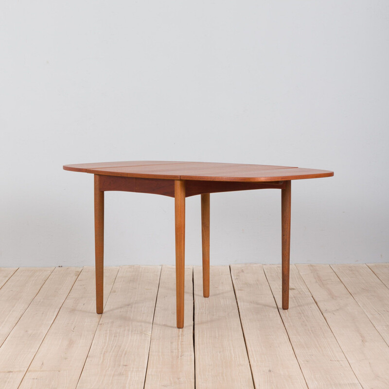 Danish vintage drop leaf table with 2 extra extensions by Arne Vodder, 1960s
