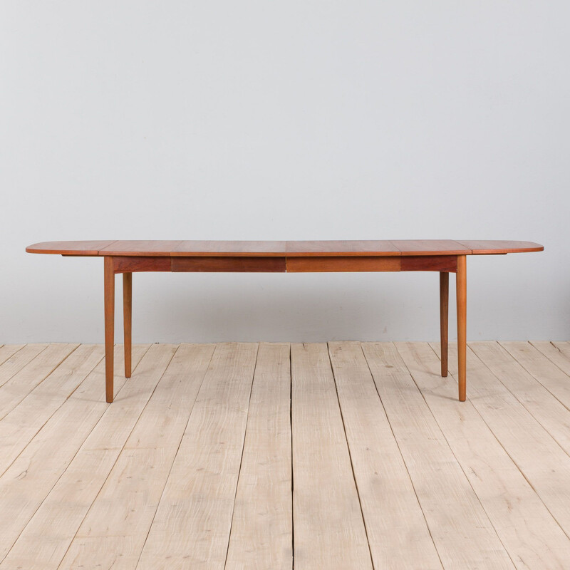 Danish vintage drop leaf table with 2 extra extensions by Arne Vodder, 1960s