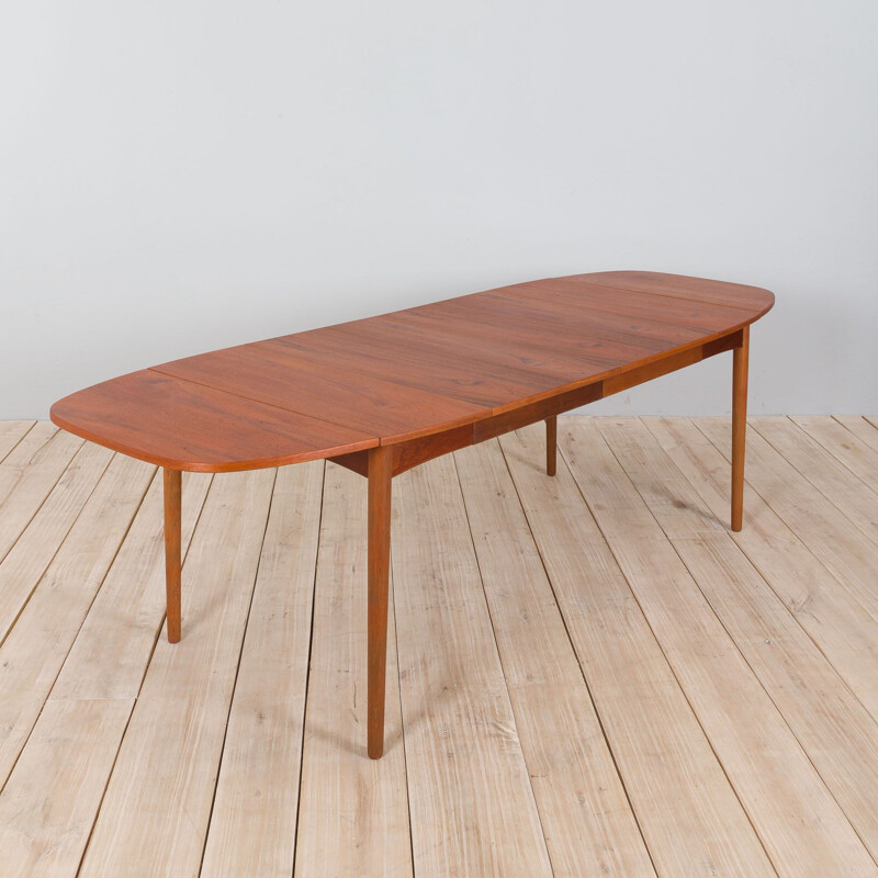 Danish vintage drop leaf table with 2 extra extensions by Arne Vodder, 1960s