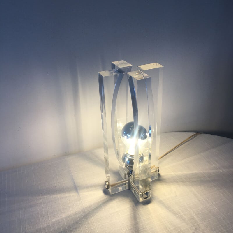 Vintage plexiglas lamp by Michel Dumas