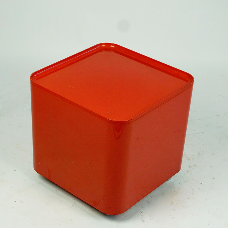 Carrello vintage in plastica Abs rosso Space Age di Marcello Siard per Coll. Longato, Italia 1960