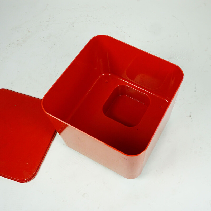 Vintage space age red Abs plastic cart by Marcello Siard for Coll. Longato, Italy 1960