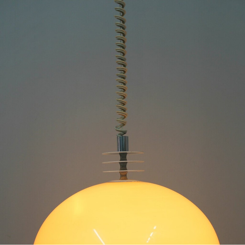 Orange plexiglass pendant lamp, Harvey GUZZINI - 1960s