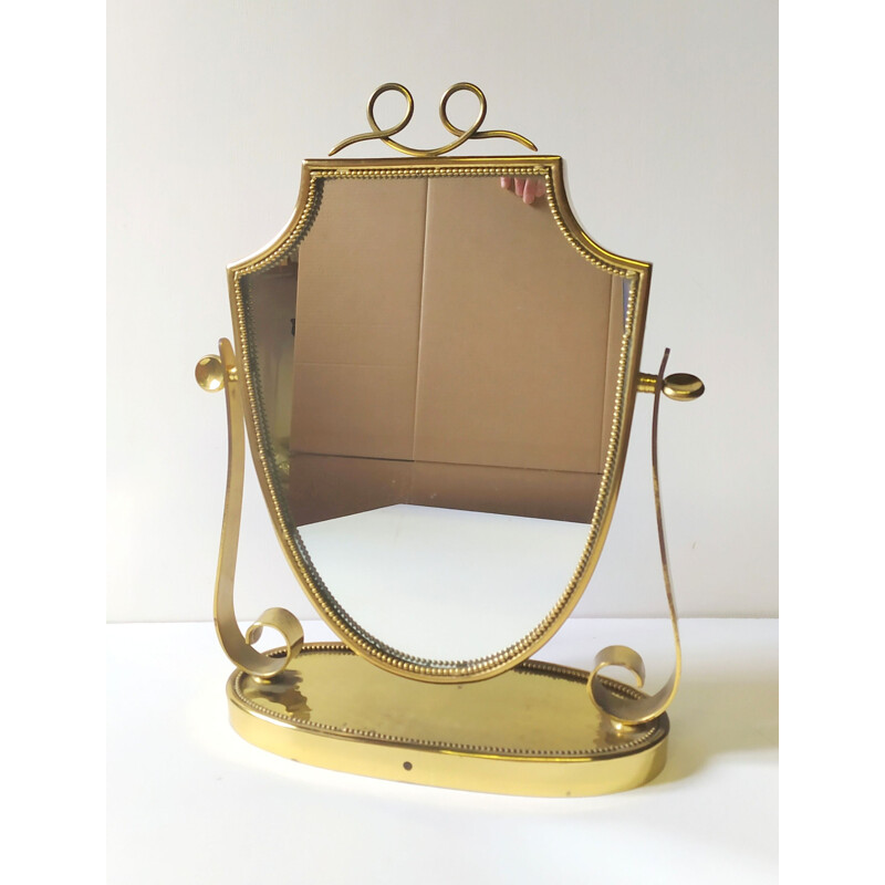 Vintage brass mirror by Gio Ponti for Fontana Arte, 1940s