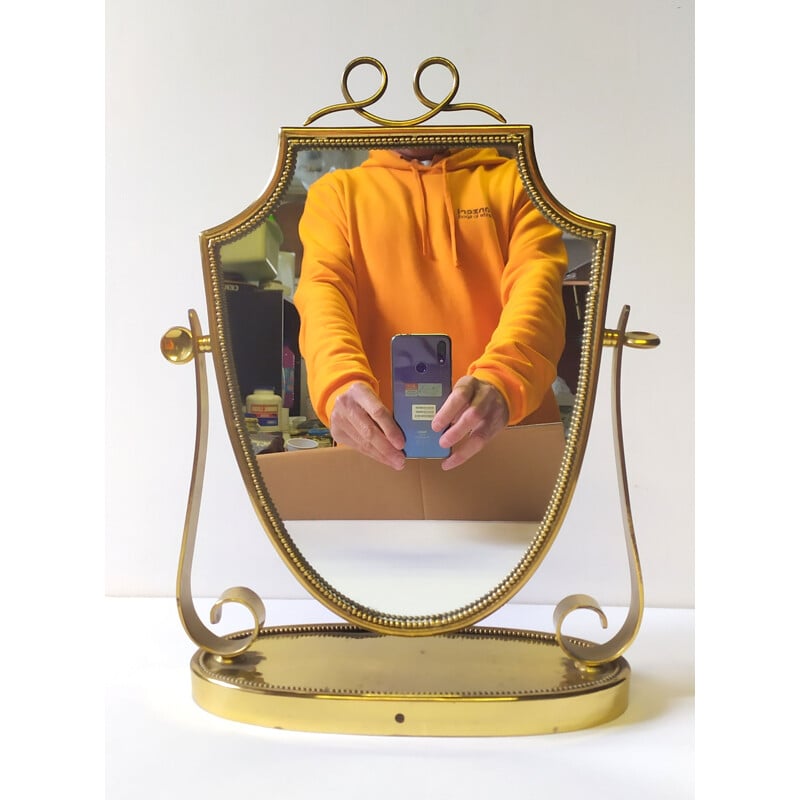 Vintage brass mirror by Gio Ponti for Fontana Arte, 1940s