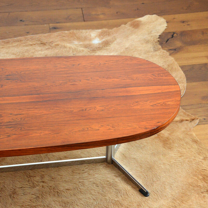 Vintage coffee table in rosewood and chromed metal, Denmark 1960