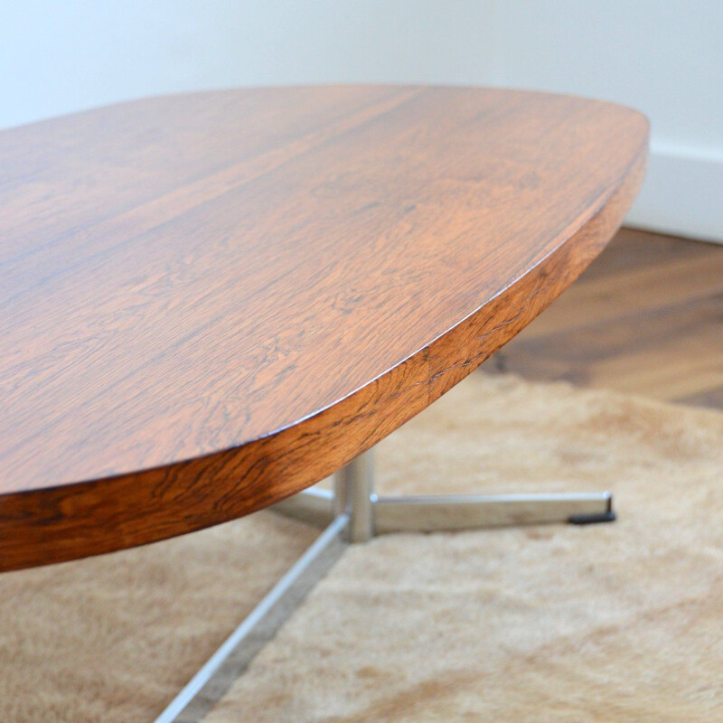 Vintage coffee table in rosewood and chromed metal, Denmark 1960