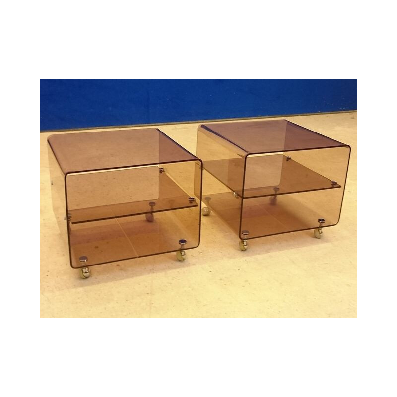 Pair of Roche Bobois plexiglass nightstands, Michel DUMAS - 1970s