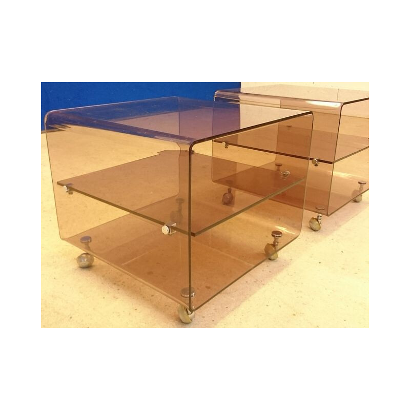 Pair of Roche Bobois plexiglass nightstands, Michel DUMAS - 1970s