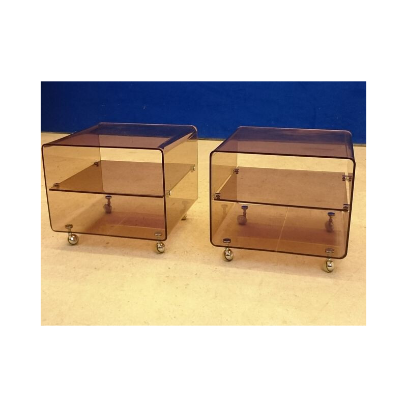 Pair of Roche Bobois plexiglass nightstands, Michel DUMAS - 1970s