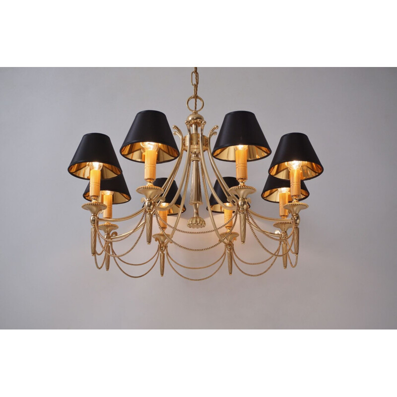 Vintage Neoclassical chandelier in gilt brass by Sciolari, 1960s