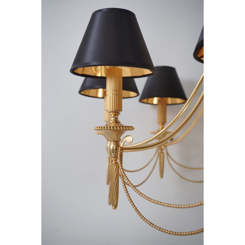 Vintage Neoclassical chandelier in gilt brass by Sciolari, 1960s